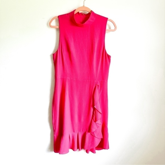 Betsey Johnson Petite Mock-Neck Ruffled Sheath Dress sz 10P - Picture 3 of 8